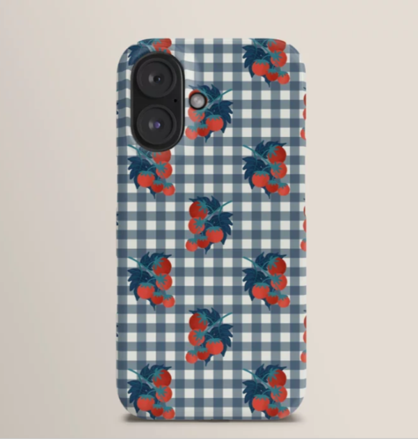 Gingham and tomatoes Phone Case, Phone Cover for ip 16 15 14 13 12 11 Promax Pro Plus