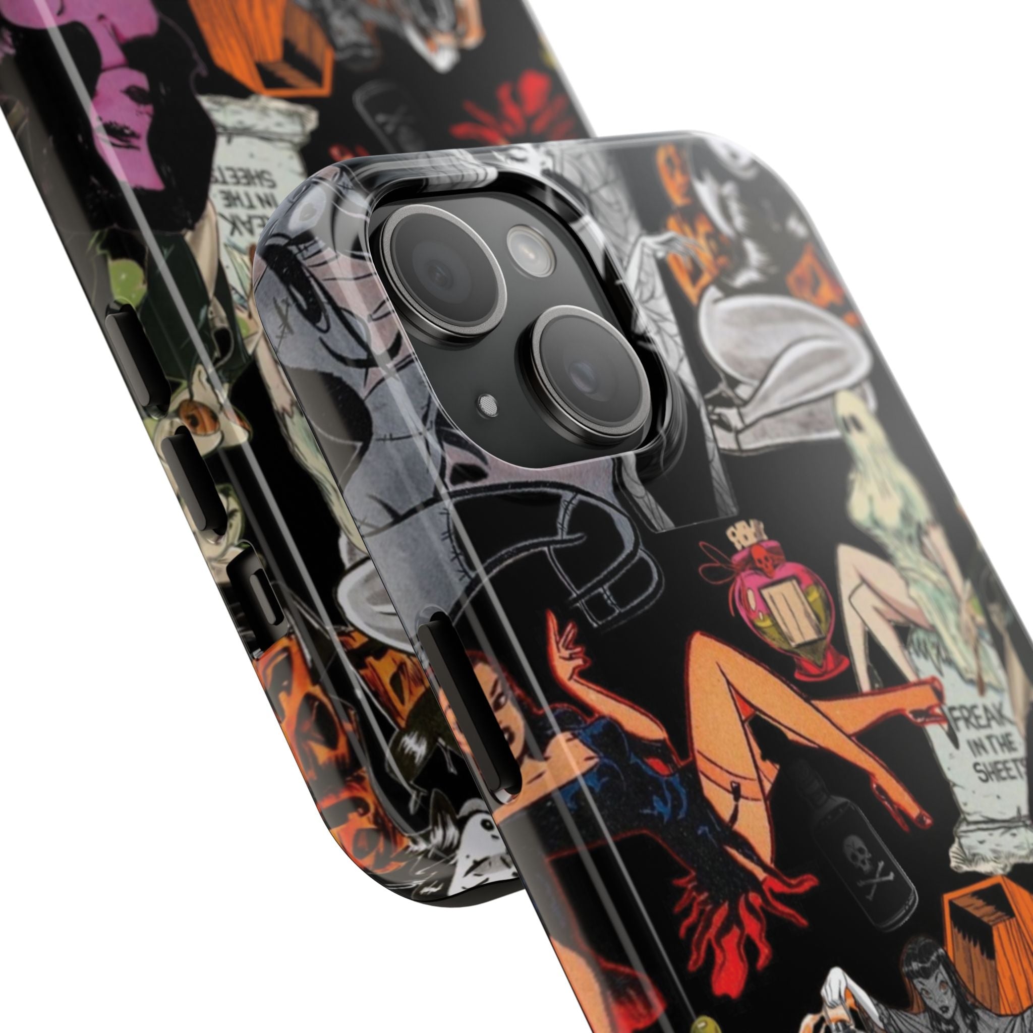 Spooky Pin-Up Girls Phone Case – Retro Halloween Witchy Aesthetic, Skeleton & Ghost Babe Art Cover, Phone Accessory for ip 11 12 13 14 15 16 Promax Pro Plus