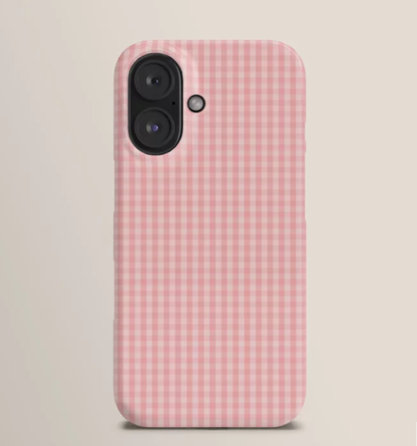 Mini Lush Blush Pink Gingham Check Plaid Phone Case, Phone Cover for ip 16 15 14 13 12 11 Promax Pro Plus