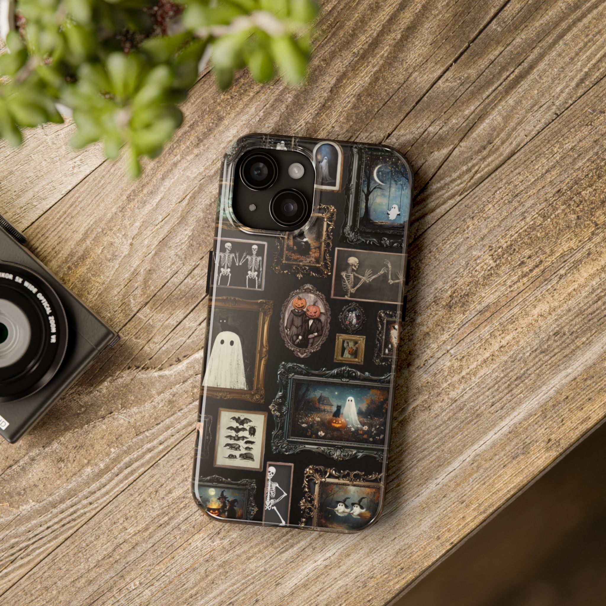 Vintage Halloween Ghost Phone Case – Spooky Cute Aesthetic, Skeleton & Witch Art Collage Cover, Phone Accessory for ip 11 12 13 14 15 16 Promax Pro Plus