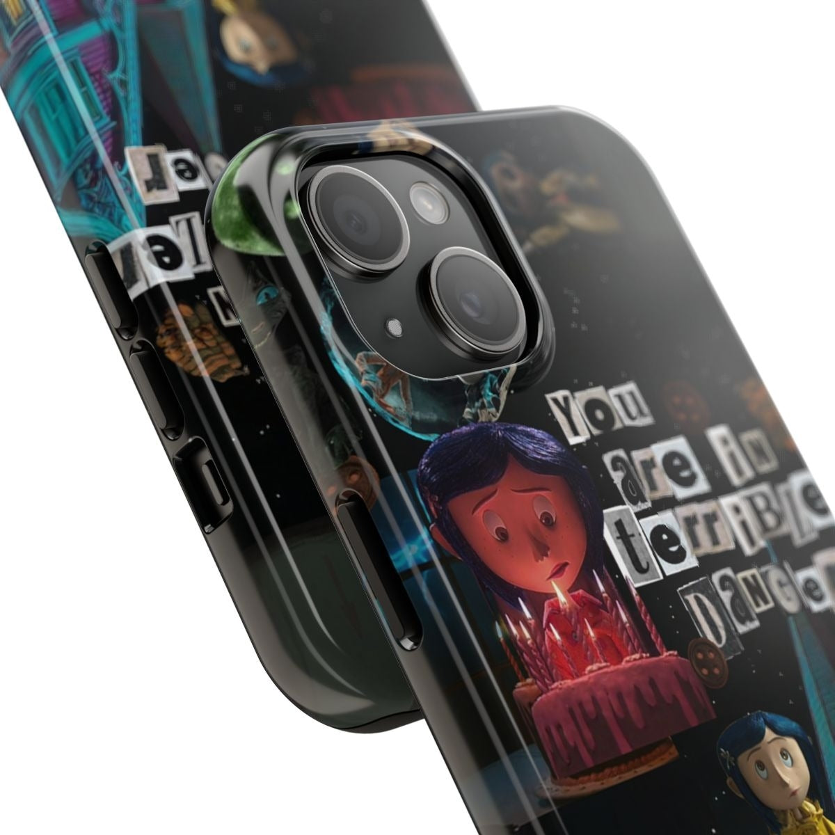 Dark Coraline Phone Case – Button Eyes Horror Cartoon Vibe, Phone Accessory for ip 11 12 13 14 15 16 Promax Pro Plus