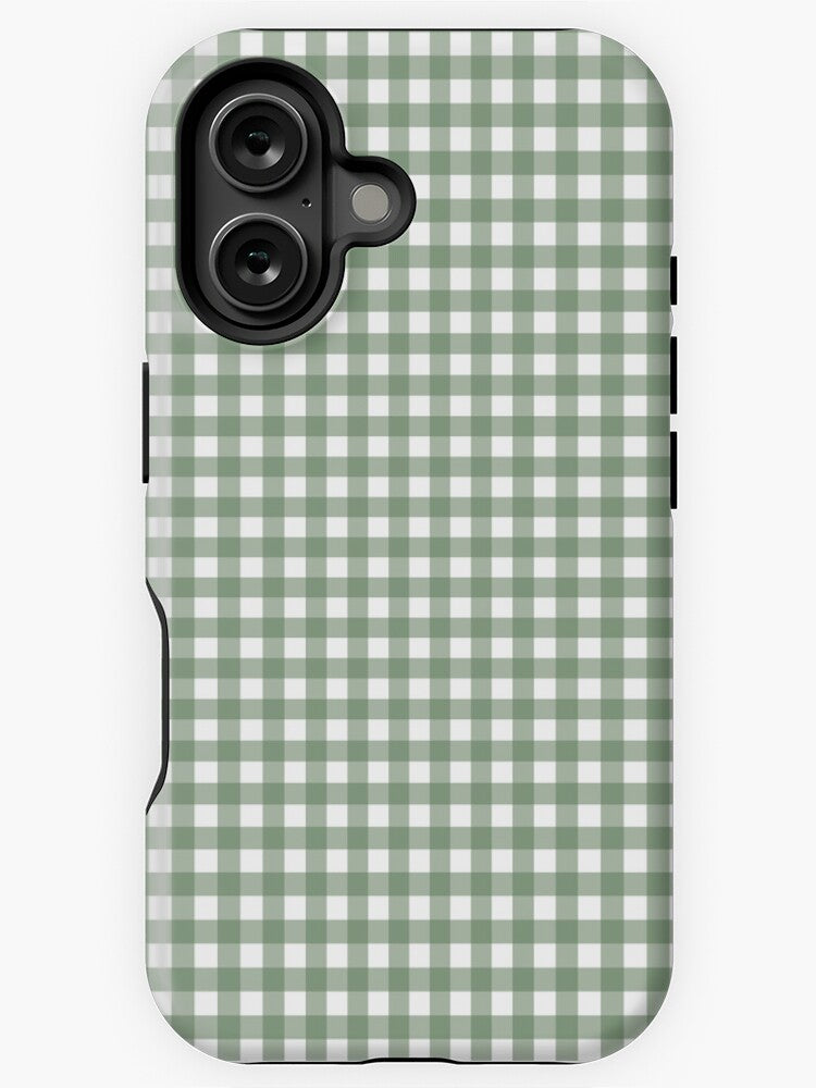 Green and white gingham pattern Phone Case, Phone Cover for ip 16 15 14 13 12 11 Promax Pro Plus