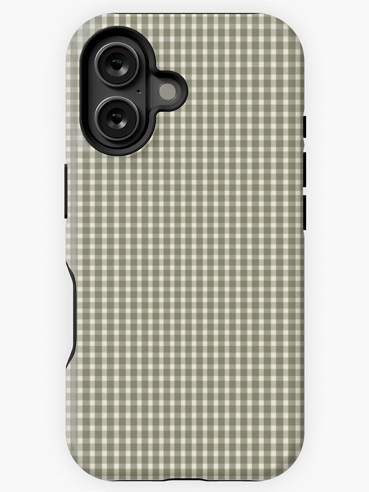 Gingham Pattern - Sage Green Phone Case, Phone Cover for ip 16 15 14 13 12 11 Promax Pro Plus