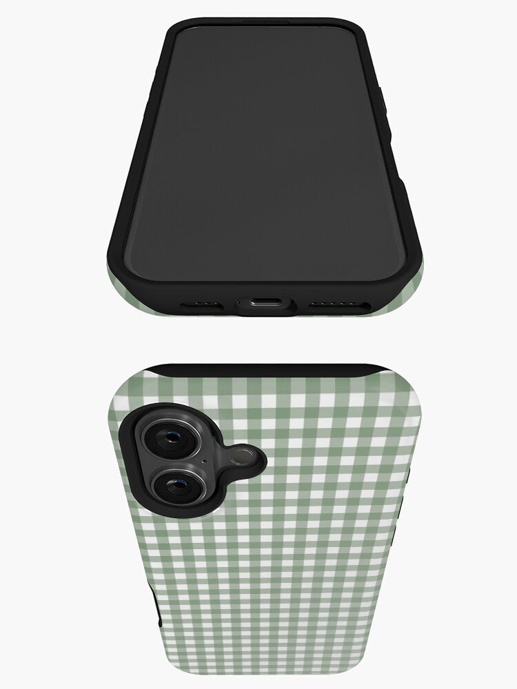 Green and white gingham pattern Phone Case, Phone Cover for ip 16 15 14 13 12 11 Promax Pro Plus