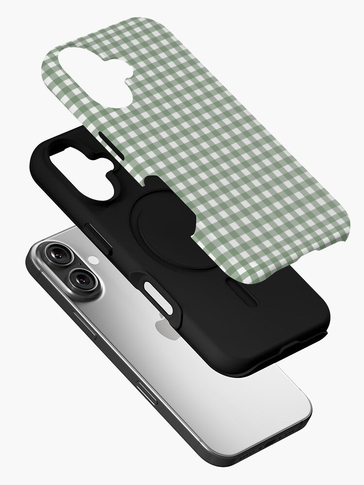 Green and white gingham pattern Phone Case, Phone Cover for ip 16 15 14 13 12 11 Promax Pro Plus