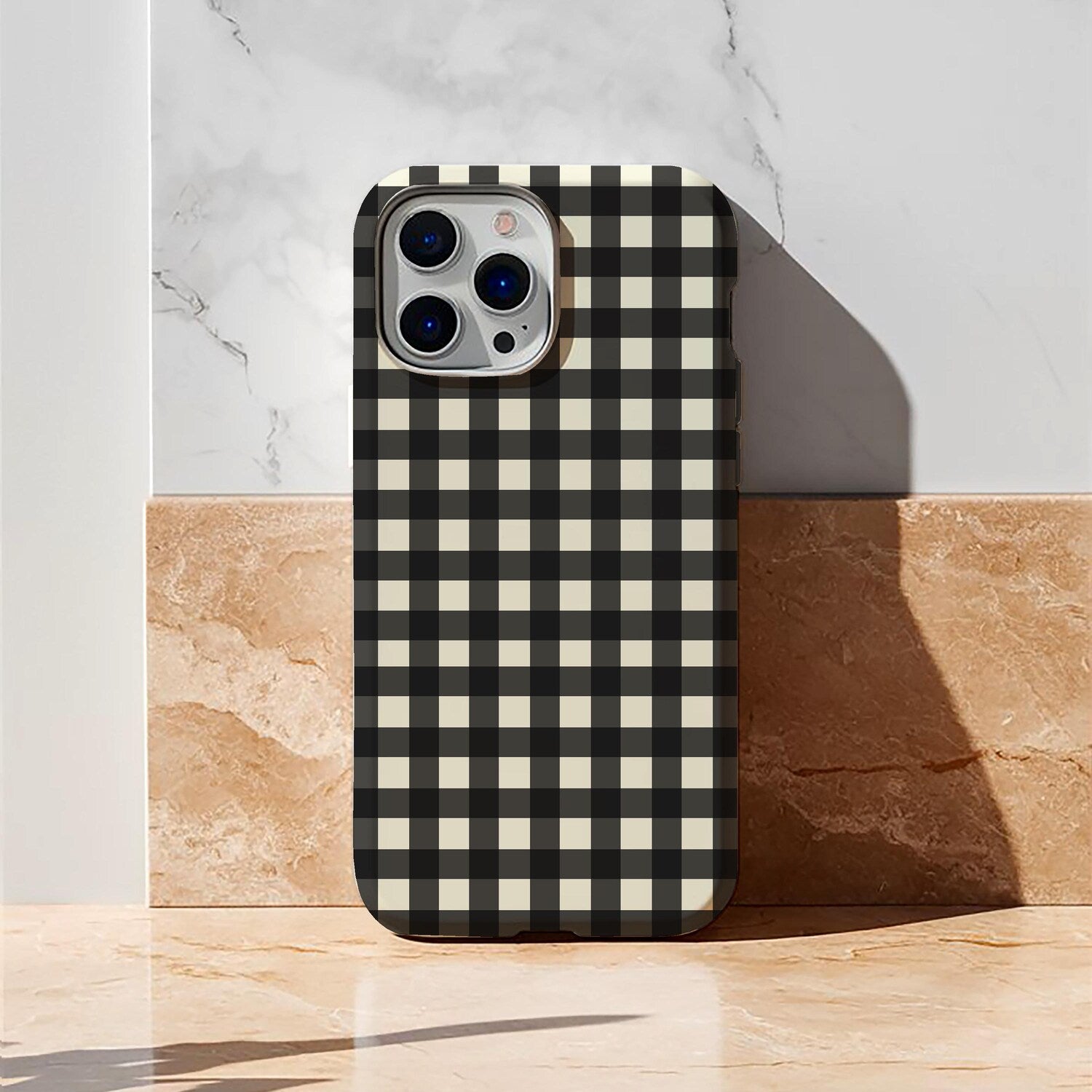 Black Gingham Coquette Phone Case, Phone Cover for ip 16 15 14 13 12 11 Promax Pro Plus