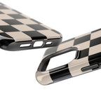 Checkered Phone case, Black and Cream Checkerboard pattern Phone Case - Simple Phone Case