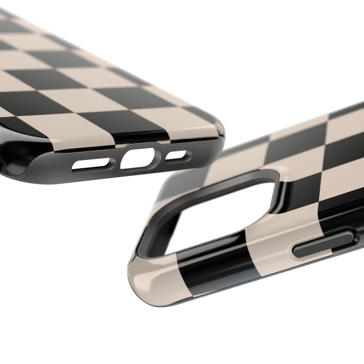 Checkered Phone case, Black and Cream Checkerboard pattern Phone Case - Simple Phone Case