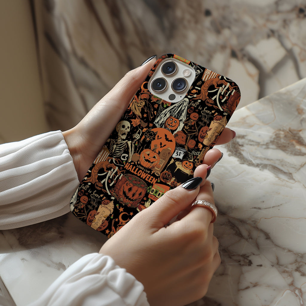 Halloween Phone Case, Ghost Phone Case, Gift For Halloween Lover, Fall Phone Cases, Pumpkin Phone Case, Black Phone Cover, Spooky Season