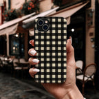 Black Gingham Coquette Phone Case, Phone Cover for ip 16 15 14 13 12 11 Promax Pro Plus