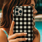 Black Gingham Coquette Phone Case, Phone Cover for ip 16 15 14 13 12 11 Promax Pro Plus