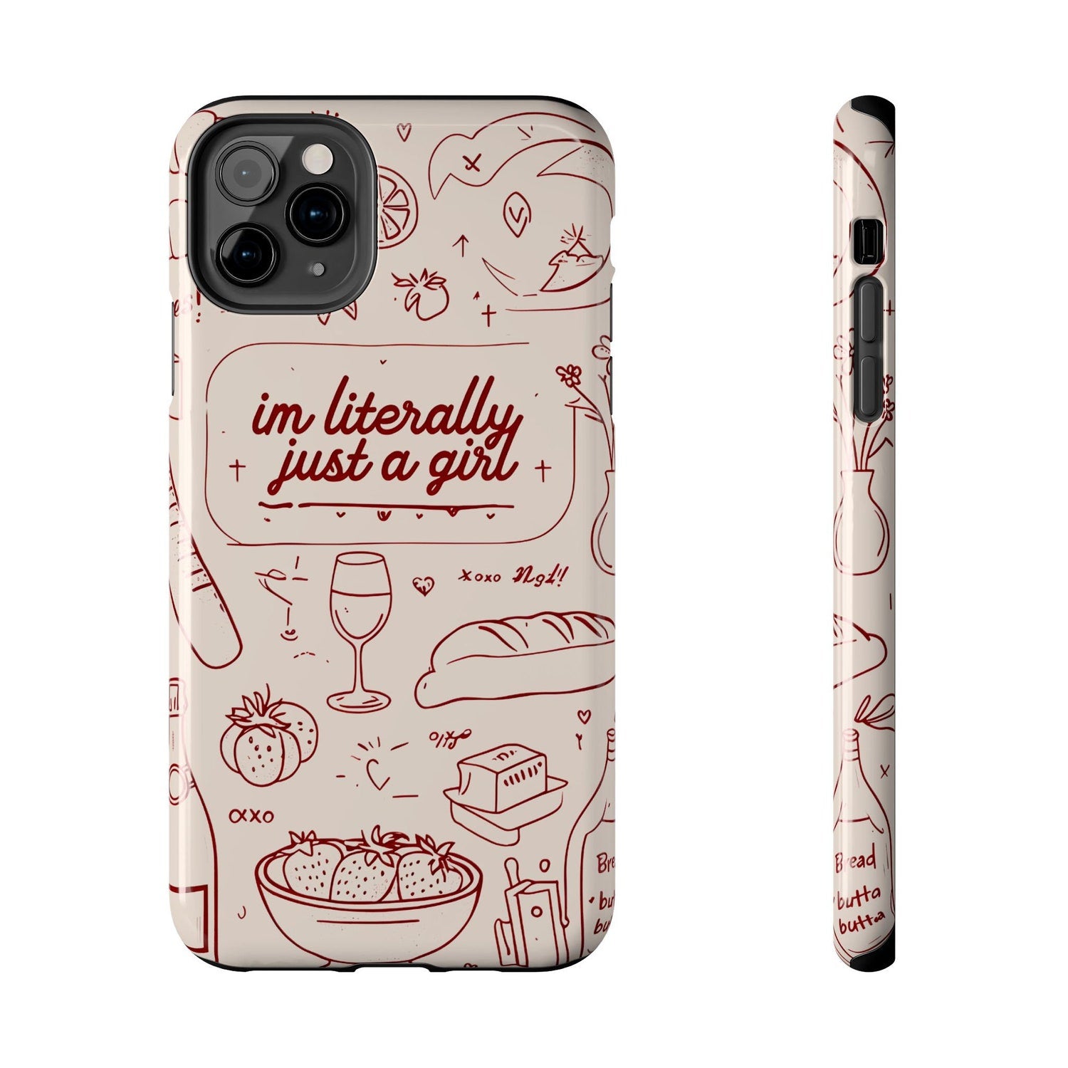 Vintage I'm Literally Just a Girl Collage Phone Case, Preppy Girl Dinner, Cute Girly Case Phone Cover for ip 17 16 15 14 13 12 11 ss s25 24 23