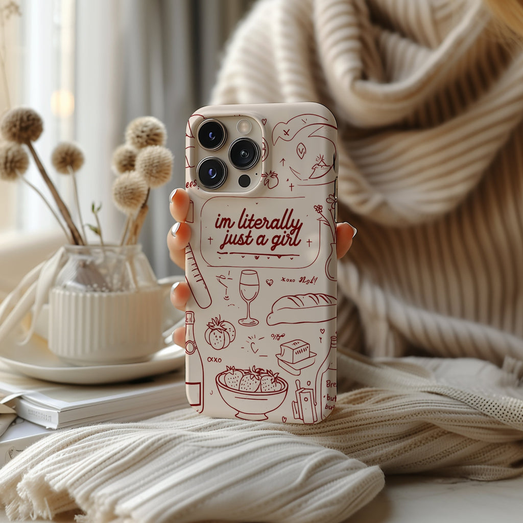 Vintage I'm Literally Just a Girl Collage Phone Case, Preppy Girl Dinner, Cute Girly Case Phone Cover for ip 17 16 15 14 13 12 11 ss s25 24 23