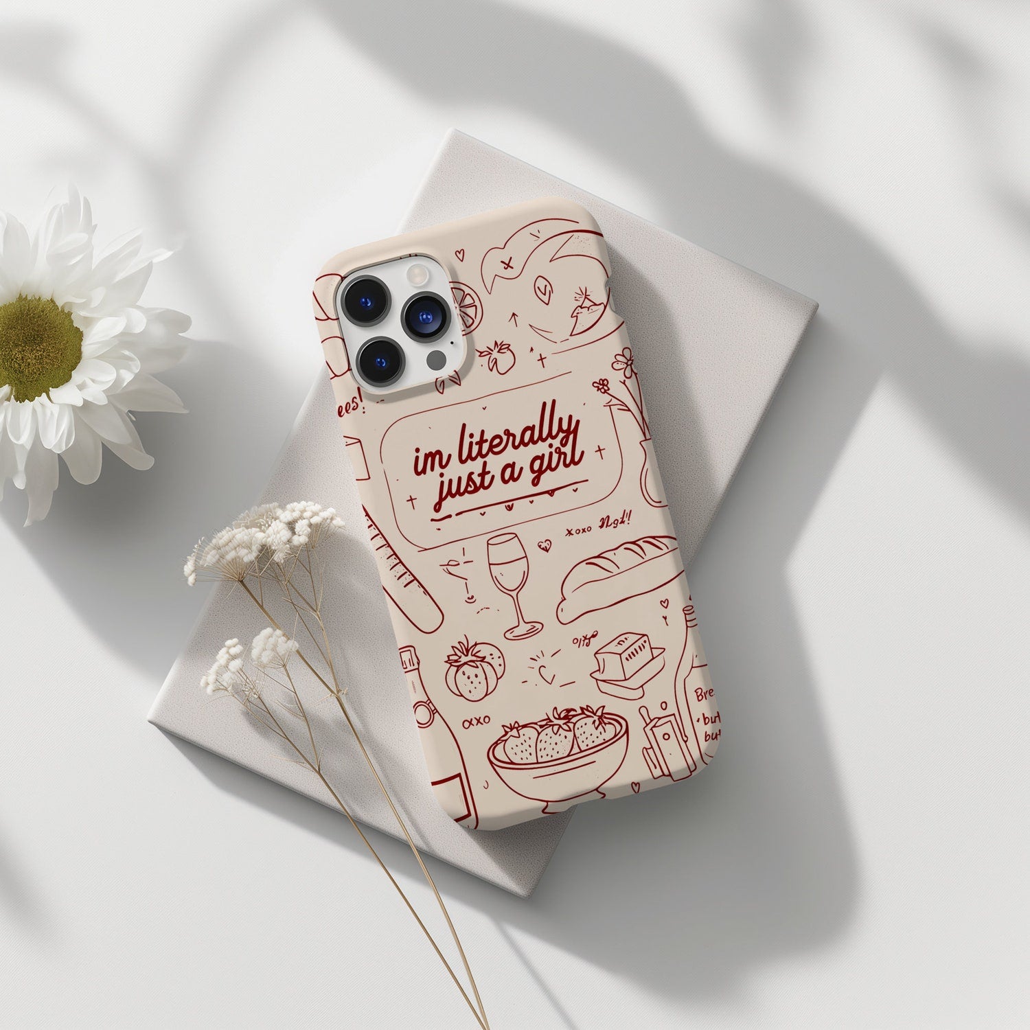 Vintage I'm Literally Just a Girl Collage Phone Case, Preppy Girl Dinner, Cute Girly Case Phone Cover for ip 17 16 15 14 13 12 11 ss s25 24 23