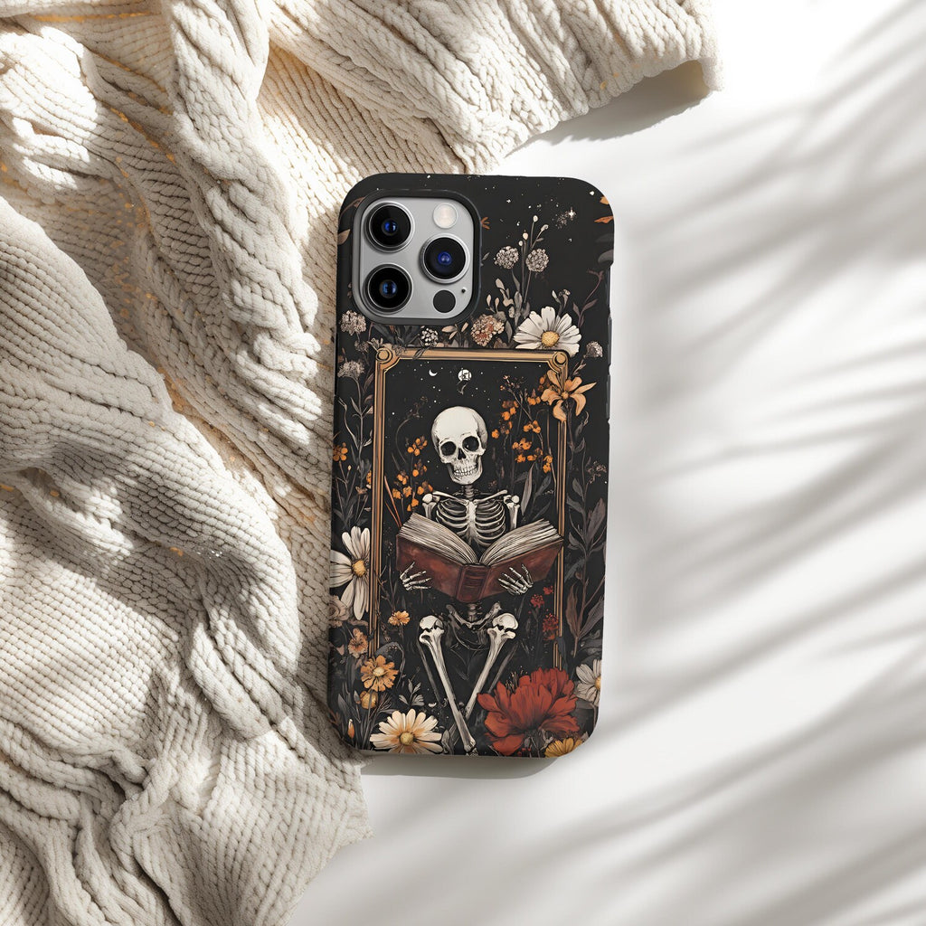 Tarot Reader Goth Phone Case Dark Academia Skeleton Floral Case