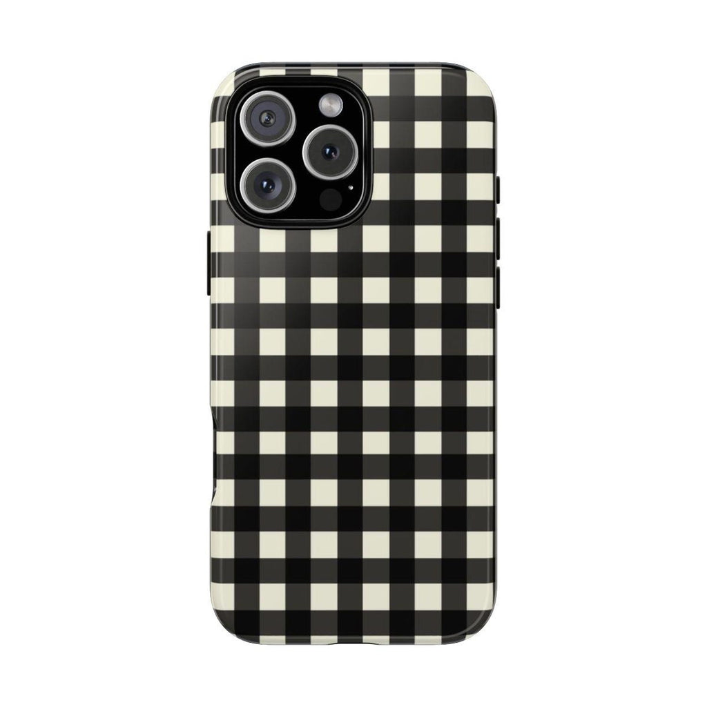Black Gingham Coquette Phone Case, Phone Cover for ip 16 15 14 13 12 11 Promax Pro Plus