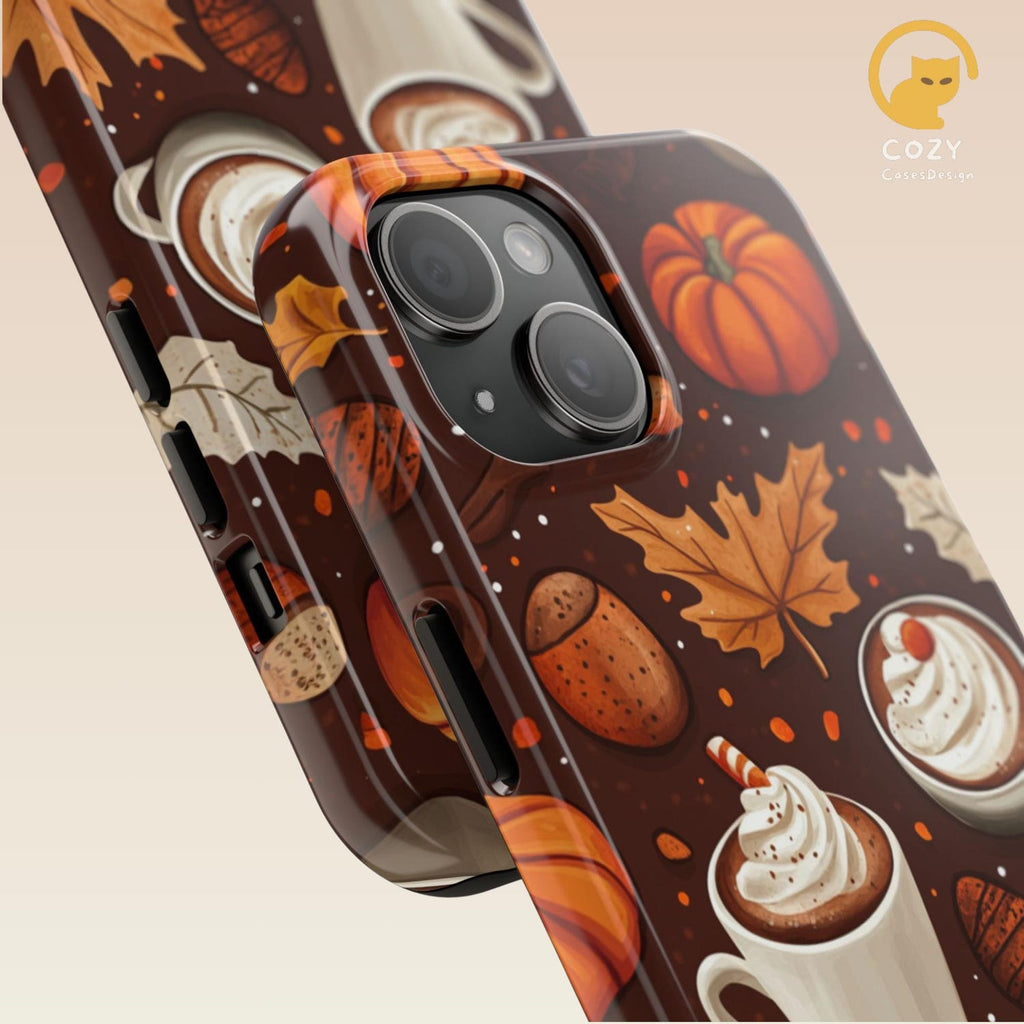 Fall Aesthetic Coffee Phone Case, Autumn Leaves Phone case, Pumpkin Cute Seasonal Phone Case for Halloween