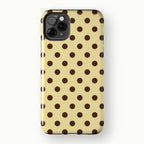 Brown Polka Dot Phone Case | Retro Butter Yellow & Chocolate Polka Dot Pattern | Cute Vintage Aesthetic | Glossy Tough Case