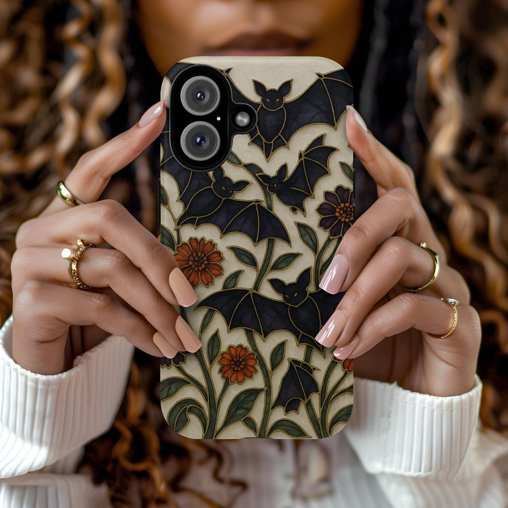 Bat Phone Case Halloween Cute Cover Spooky Glass Wildflower Vintage Goth Aesthetic