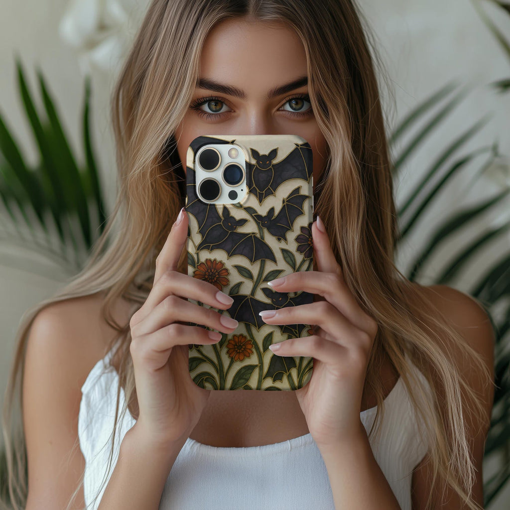 Bat Phone Case Halloween Cute Cover Spooky Glass Wildflower Vintage Goth Aesthetic