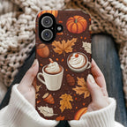 Fall Aesthetic Coffee Phone Case, Autumn Leaves Phone case, Pumpkin Cute Seasonal Phone Case for Halloween