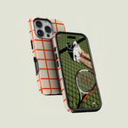 Simple Grid Cream & Bright Orange Tough Phone Case, Phone Cover for ip 16 15 14 13 12 11 Promax Pro Plus