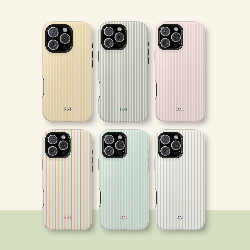 Personalized Monogram Phone Case Stripes Initials Phone Cover for ip 17 16 15 14 13 12 11 ss s25 24 23, Custom Name Phone Case