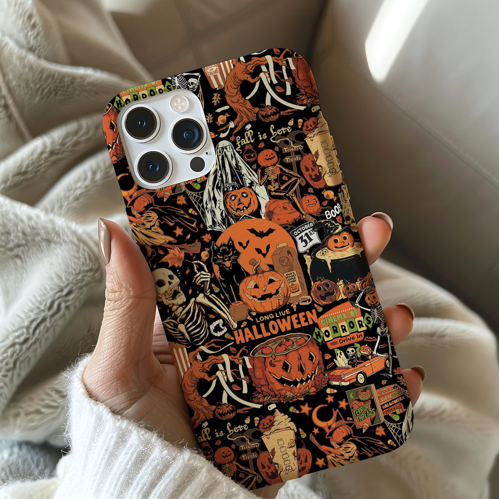 Halloween Phone Case, Ghost Phone Case, Gift For Halloween Lover, Fall Phone Cases, Pumpkin Phone Case, Black Phone Cover, Spooky Season