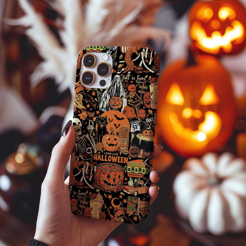 Halloween Phone Case, Ghost Phone Case, Gift For Halloween Lover, Fall Phone Cases, Pumpkin Phone Case, Black Phone Cover, Spooky Season