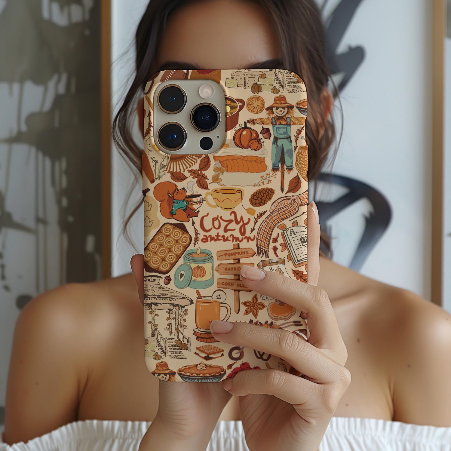 Fall Phone Case, Halloween Phone Case, Cozy Autumn Gift, Bookish Cell Phone Case