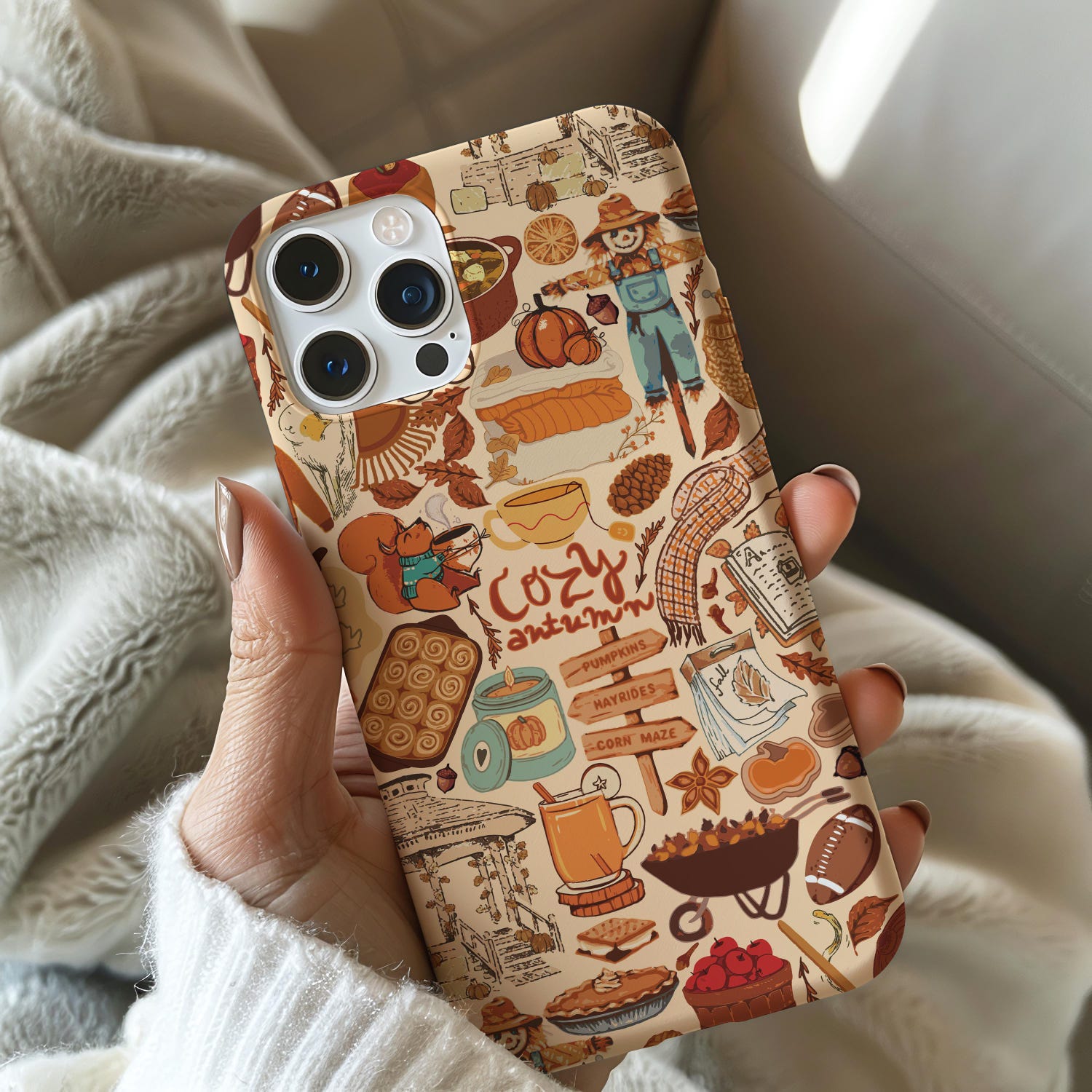 Fall Phone Case, Halloween Phone Case, Cozy Autumn Gift, Bookish Cell Phone Case