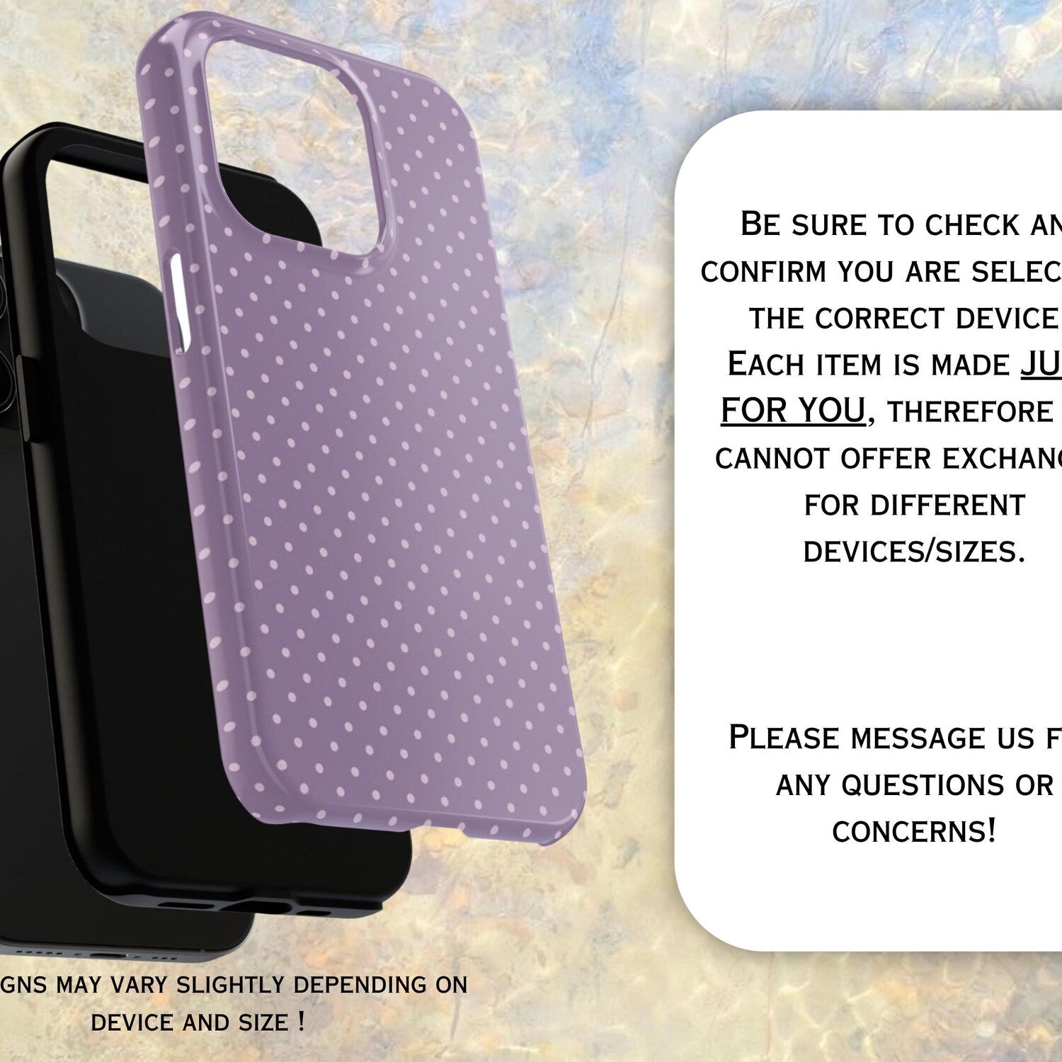 Purple Polka Dot Phone Case, Soft Girl Cute Design, Light Purple Fall Aesthetic, Y2K Style, Gift for Her
