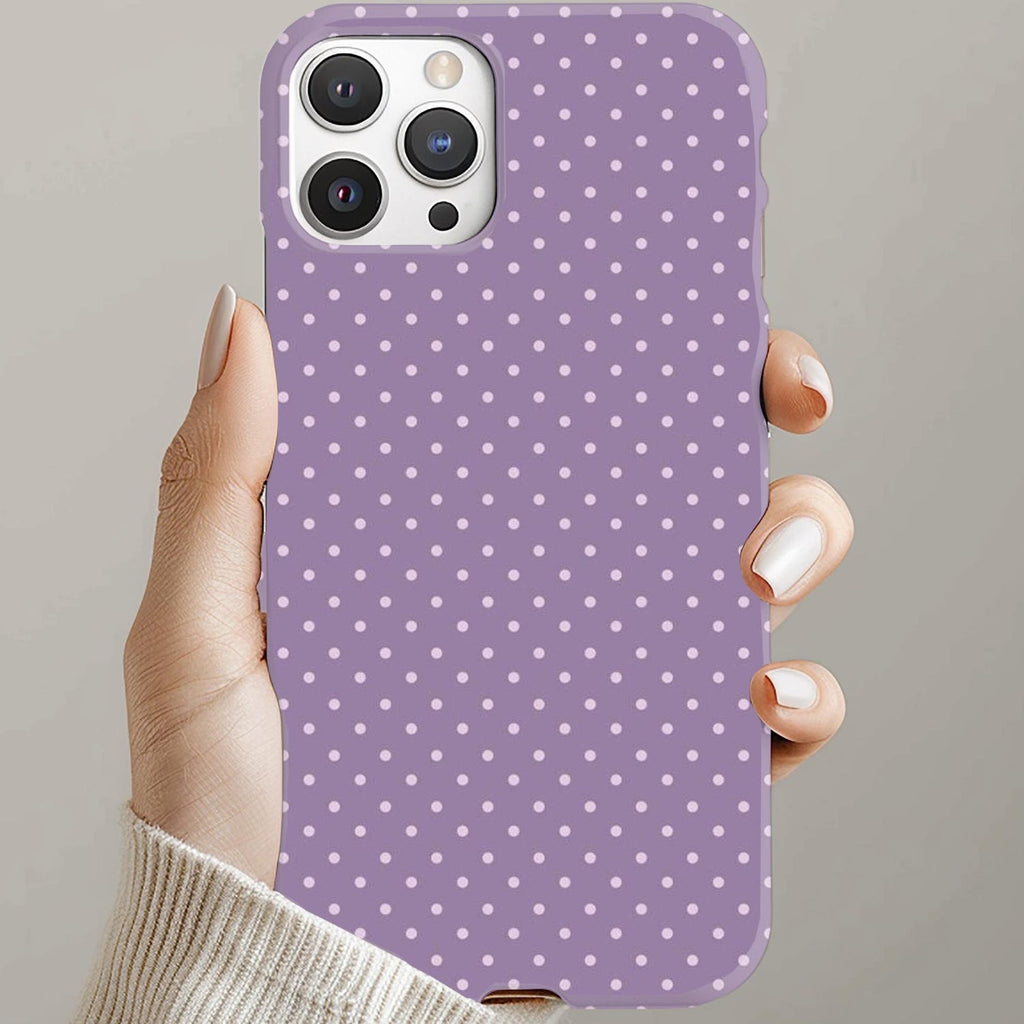 Purple Polka Dot Phone Case, Soft Girl Cute Design, Light Purple Fall Aesthetic, Y2K Style, Gift for Her