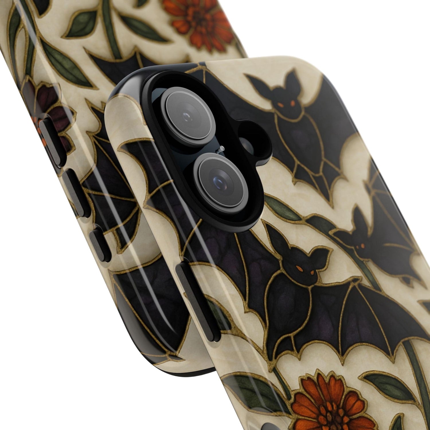 Bat Phone Case Halloween Cute Cover Spooky Glass Wildflower Vintage Goth Aesthetic