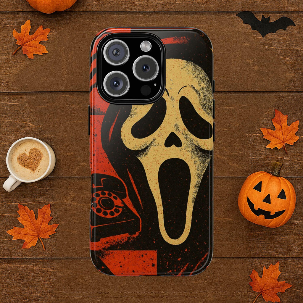 Ghostface Phone Case, retro Horror Movie Phone Cover, Halloween Scary movie Slasher Art