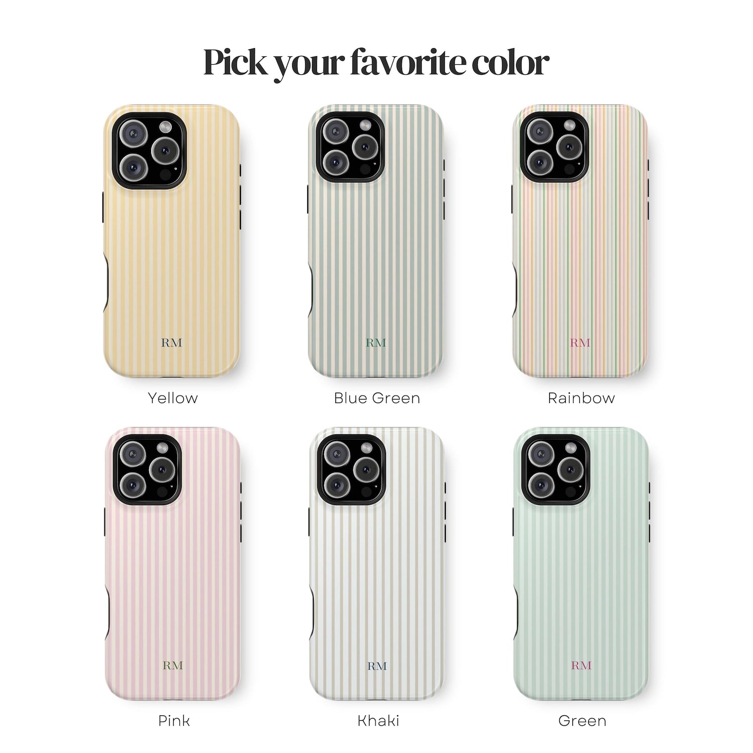 Personalized Monogram Phone Case Stripes Initials Phone Cover for ip 17 16 15 14 13 12 11 ss s25 24 23, Custom Name Phone Case