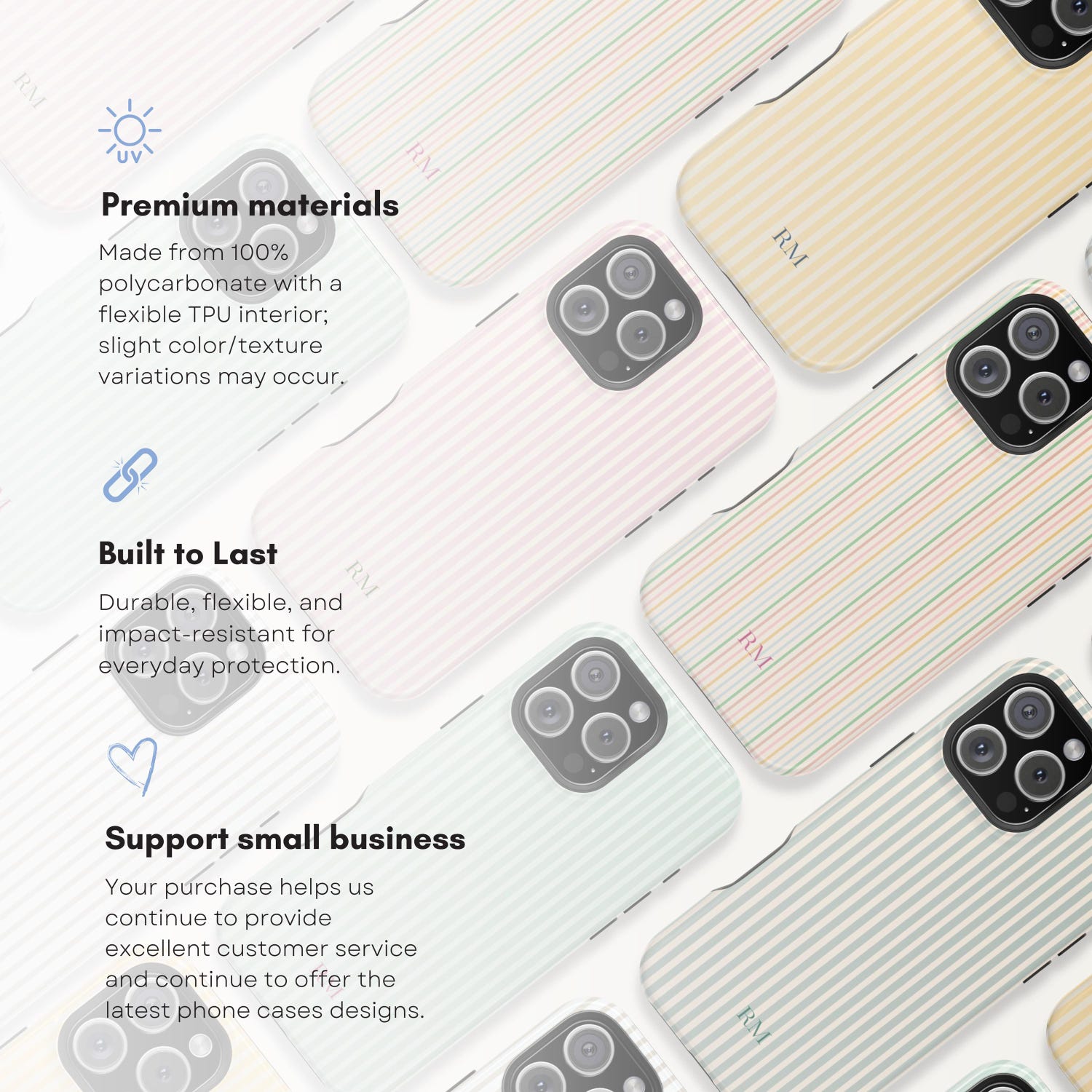 Personalized Monogram Phone Case Stripes Initials Phone Cover for ip 17 16 15 14 13 12 11 ss s25 24 23, Custom Name Phone Case