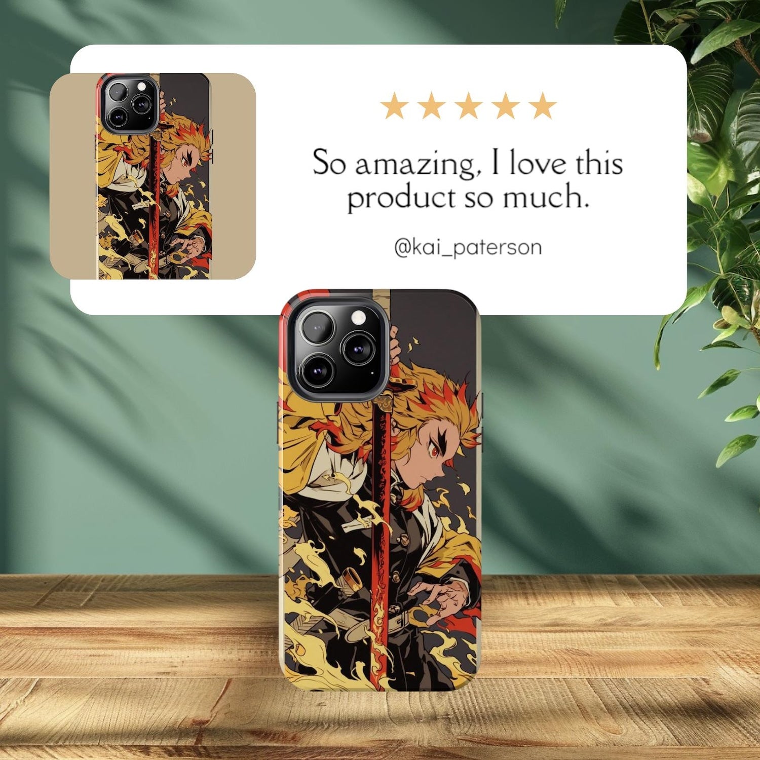 Demon Slayer Rengoku Anime Phone Case, Phone Cover Accessory for ip 16 15 14 13 12 11 Promax Pro Plus