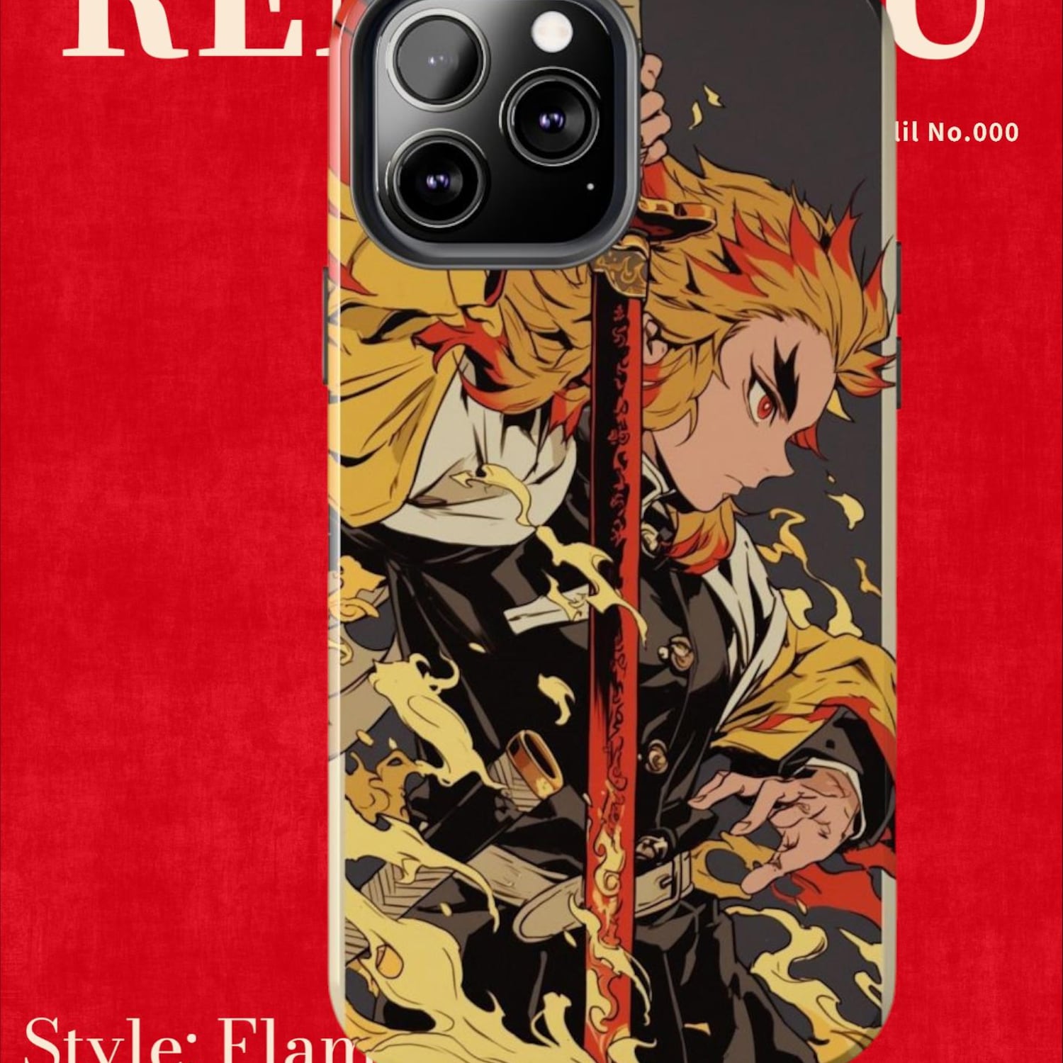 Demon Slayer Rengoku Anime Phone Case, Phone Cover Accessory for ip 16 15 14 13 12 11 Promax Pro Plus