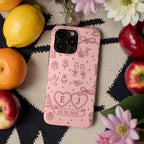 Personalized Initials & Date Phone Case, Romantic Blush Pink Love Design Phone Cover for ip 17 16 15 14 13 12 11 ss s25 24 23