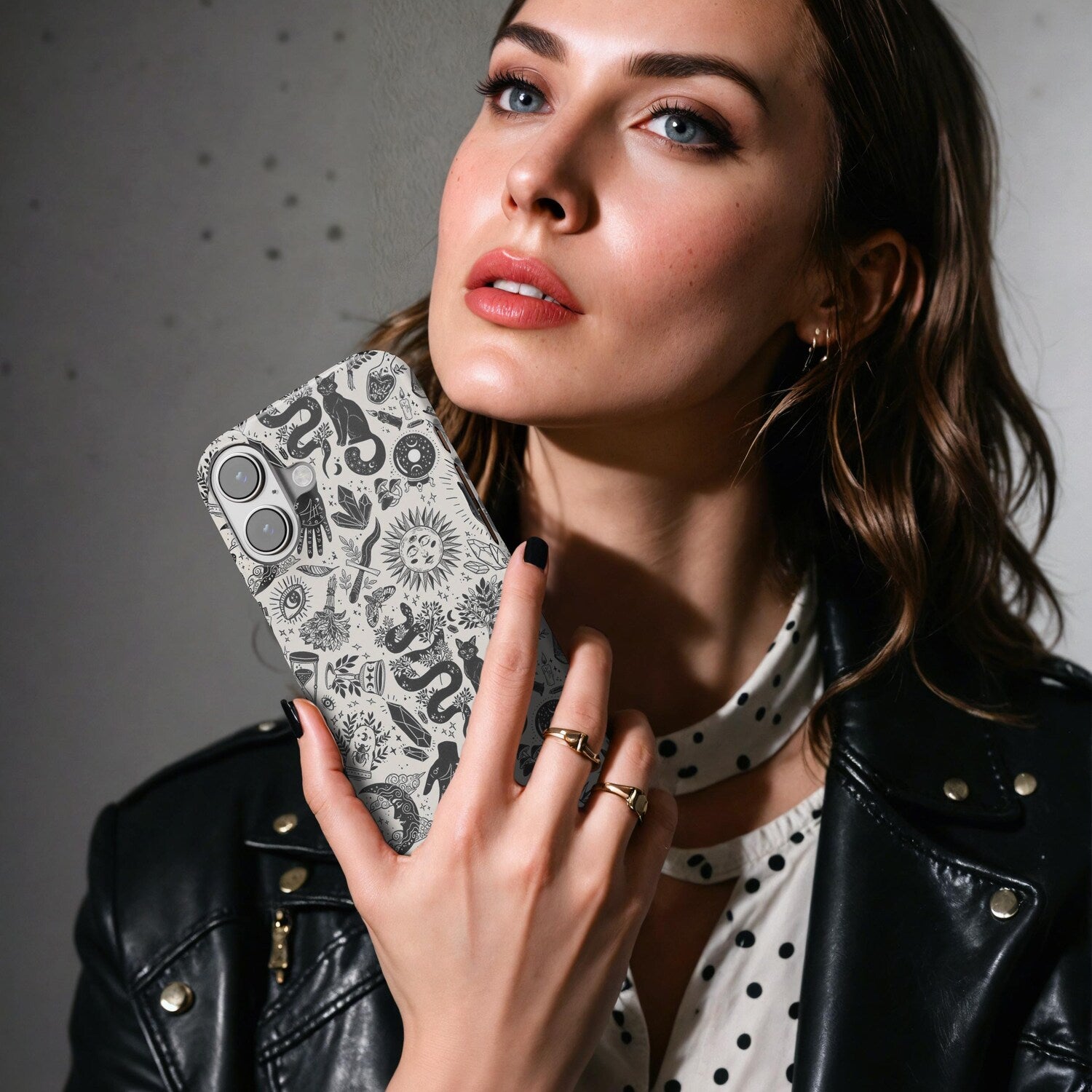 Witchy Things Phone Case, Mushroom Moon Sun Witch Mystic Phone Cover for ip 16 15 14 13 12 11 Promax Pro Plus