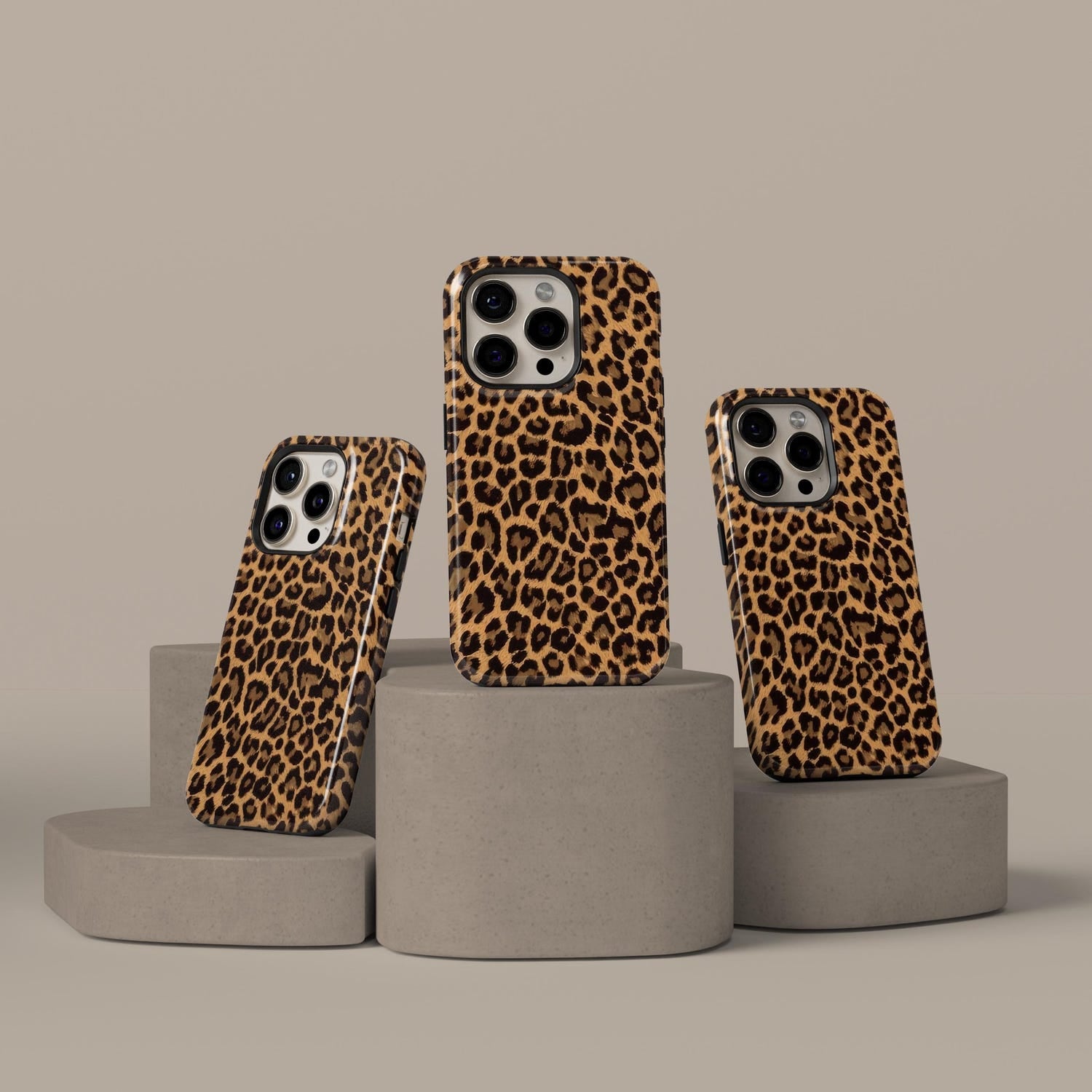 Leopard Print Phone Case, Classic, Chic Brown Animal Print Tough Cover for ip 17 16 15 14 13 12 11