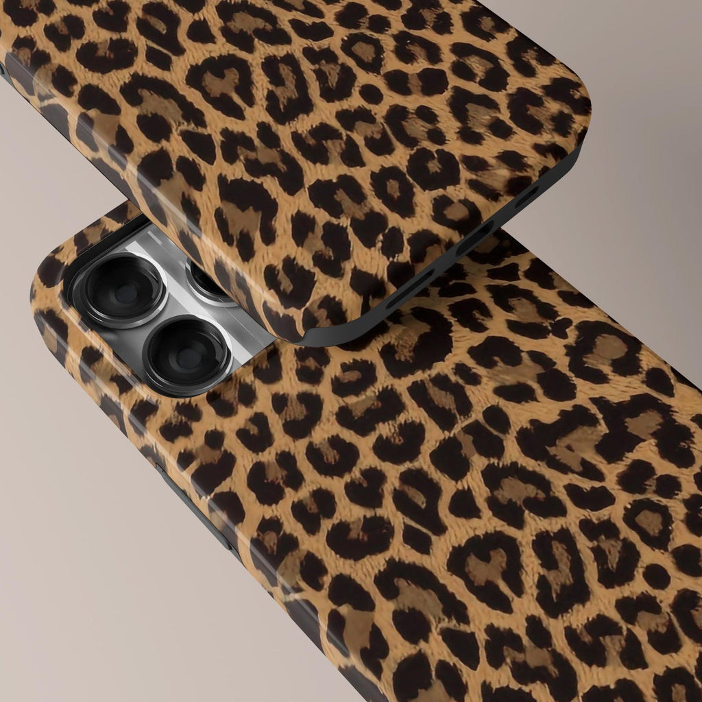 Leopard Print Phone Case, Classic, Chic Brown Animal Print Tough Cover for ip 17 16 15 14 13 12 11