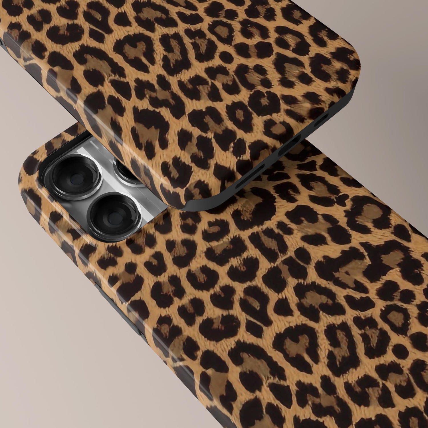 Leopard Print Phone Case, Classic, Chic Brown Animal Print Tough Cover for ip 17 16 15 14 13 12 11