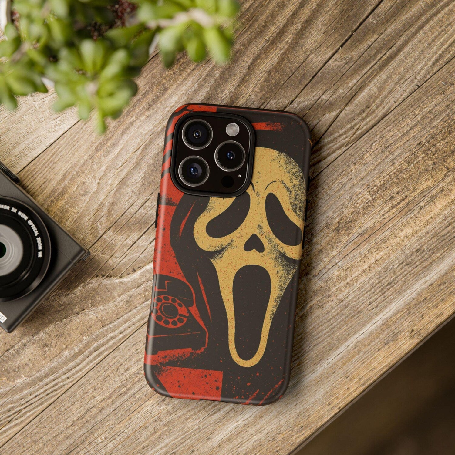 Ghostface Phone Case, retro Horror Movie Phone Cover, Halloween Scary movie Slasher Art