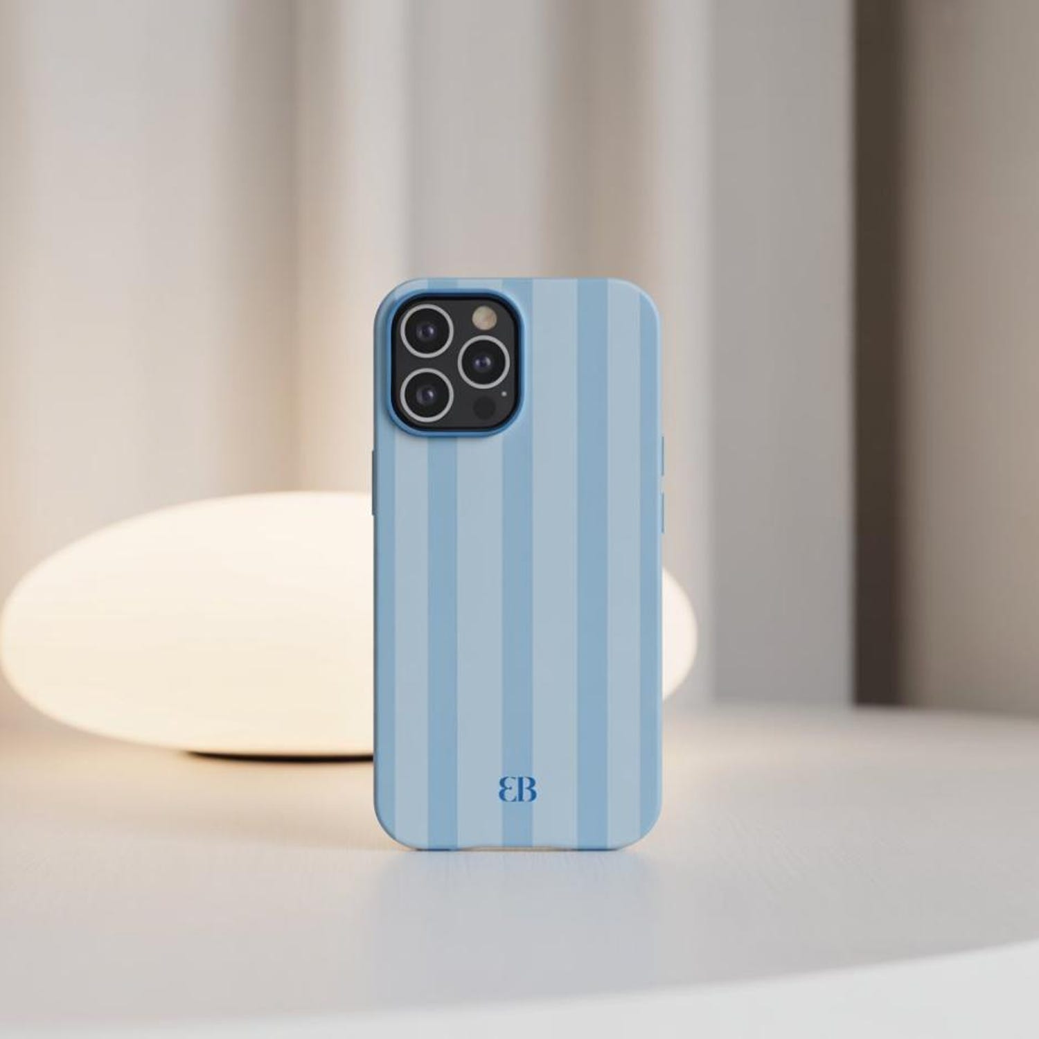 Personalized Blue Phone Case Custom Monogram Phone Case Aesthetic blue Striped Phone Case Summer Coastal Phone Case Preppy Phonecase Beachy