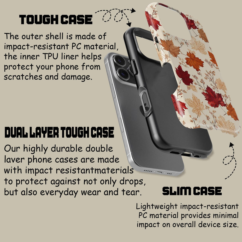 Fall Maple Leaf Design Phone Case, Trendy Vintage Cover