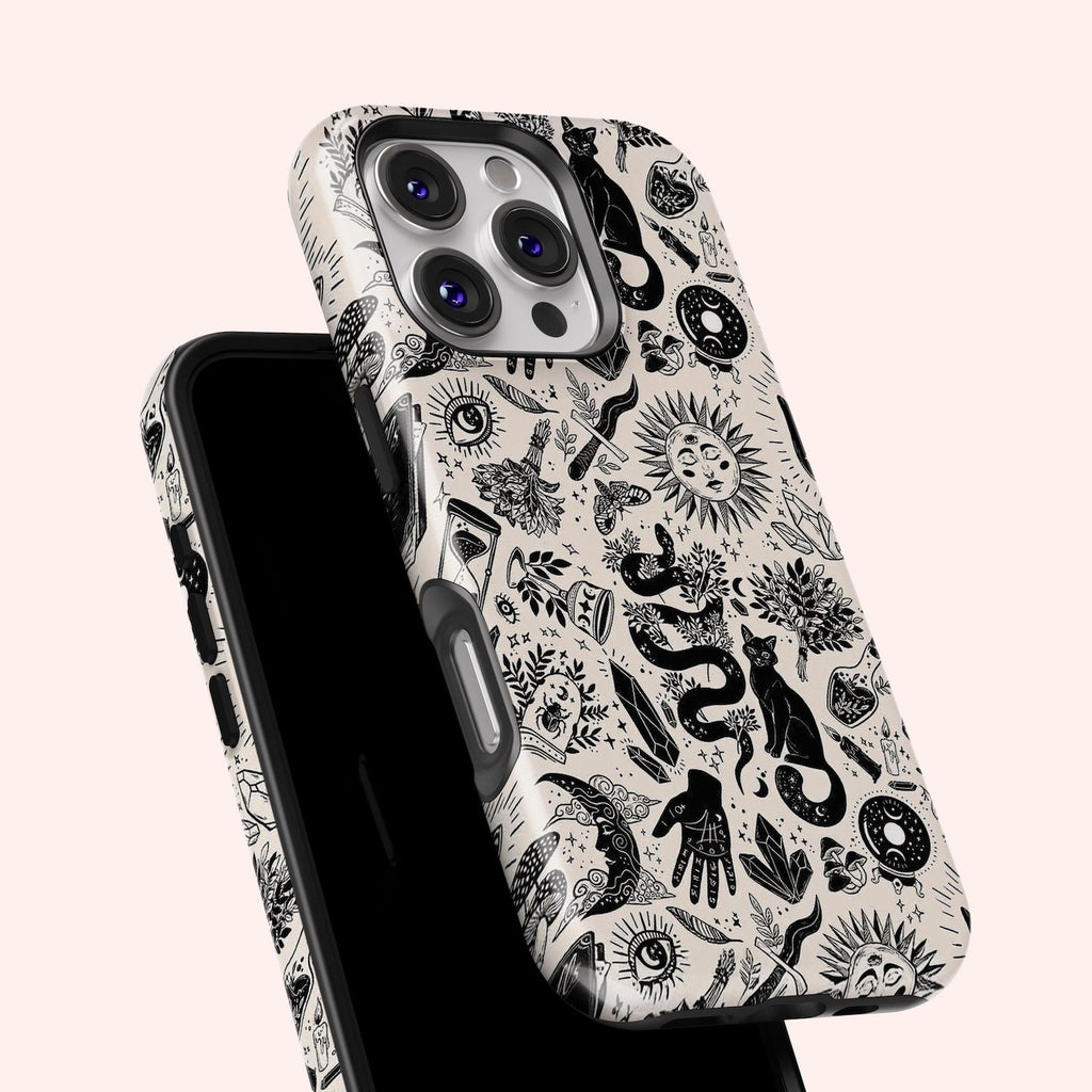 Witchy Things Phone Case, Mushroom Moon Sun Witch Mystic Phone Cover for ip 16 15 14 13 12 11 Promax Pro Plus