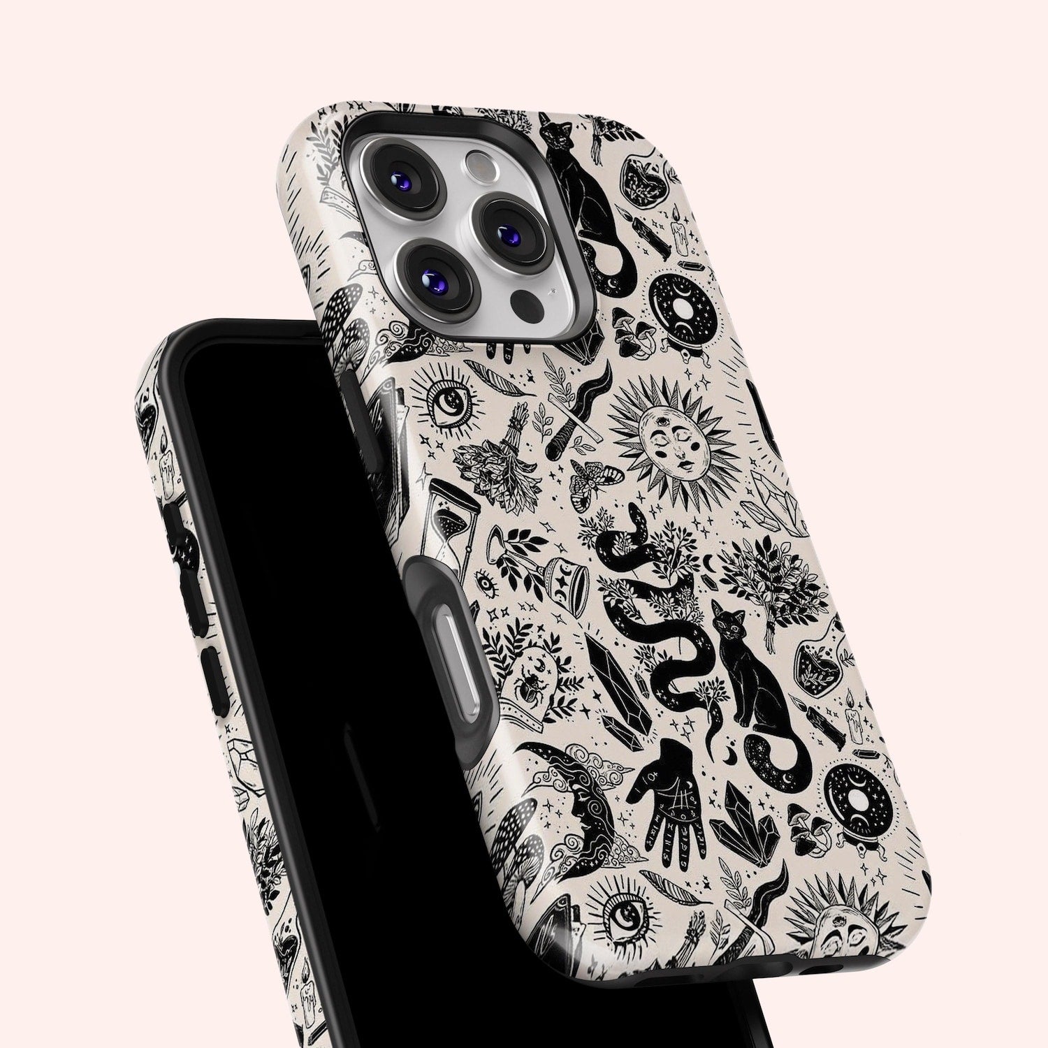 Witchy Things Phone Case, Mushroom Moon Sun Witch Mystic Phone Cover for ip 16 15 14 13 12 11 Promax Pro Plus