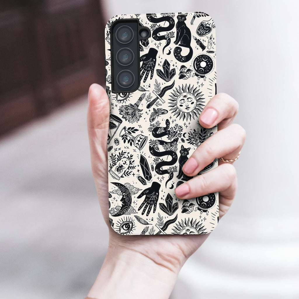Witchy Things Phone Case, Mushroom Moon Sun Witch Mystic Phone Cover for ip 16 15 14 13 12 11 Promax Pro Plus